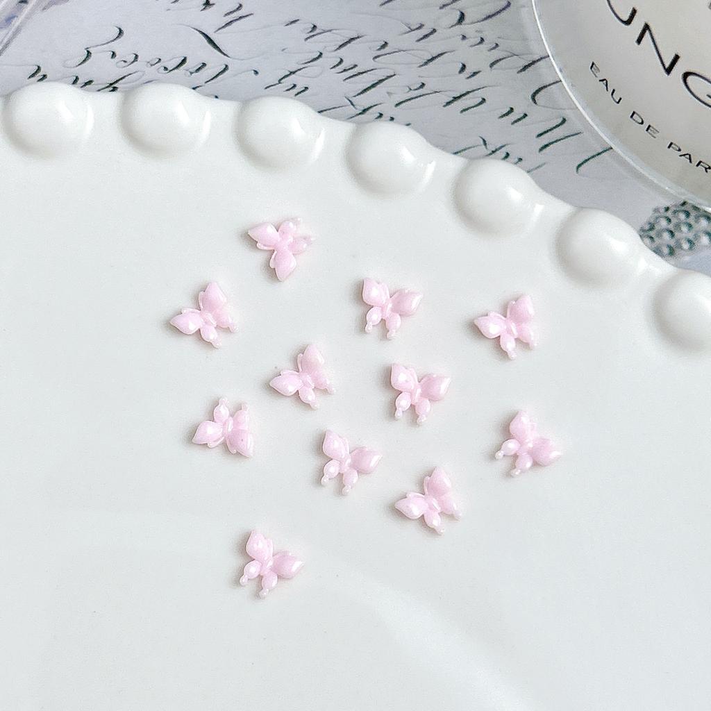ins Pink and White Mini Bowknot Nail Art Accessories Resin Girly Wearable Nails DIY Decoration Materials