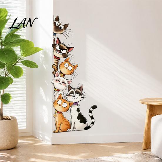 Creative Home Decoration Gifts Cute Cartoon Cats/Dogs Wall Stickers, Waterproof PVC Decals, Peel And Decorative Glass Door Decals Stick Murals