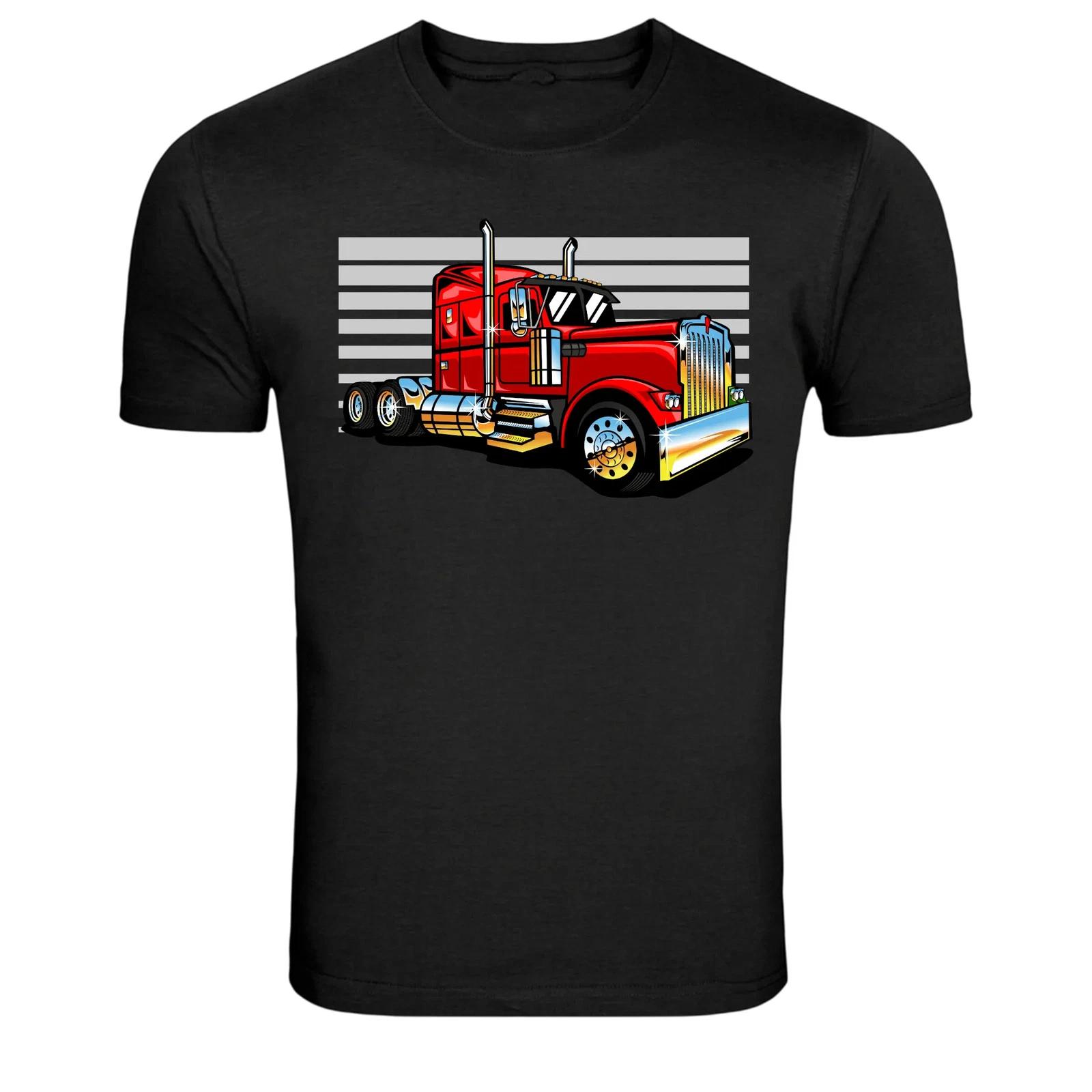 Classic Red Semi Truck Big Rig Driver Graphic T Shirt M