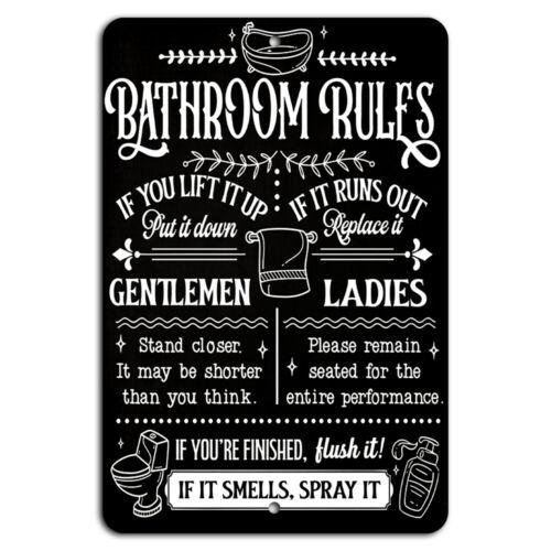 Bathroom Rules If You Lift It Put It Down Vintage Black Sign 20x30cm(7.8x11.8inch)