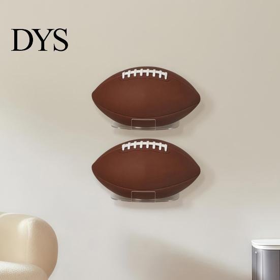 Wall Mounted Sports Display 2 Pcs Acrylic Ball Holder, Mount Clear Basketball Football Rack, Rugby Accessory Storage Rack Heavy-Duty Hanger,