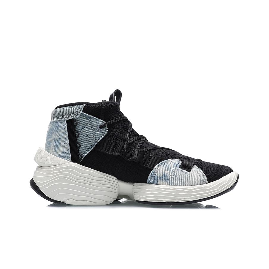 Li Ning Kung Fu Wudao Kung Fu Winterized Low Top Basketball Shoes Women Sneaker Black Blue AGBQ084-4
