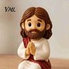 Handcrafted Resin Home Decor Cute Praying Jesus Figurine, Blessing Character Desktop Statue, Meaningful Gifts for Employment Religious Collectible