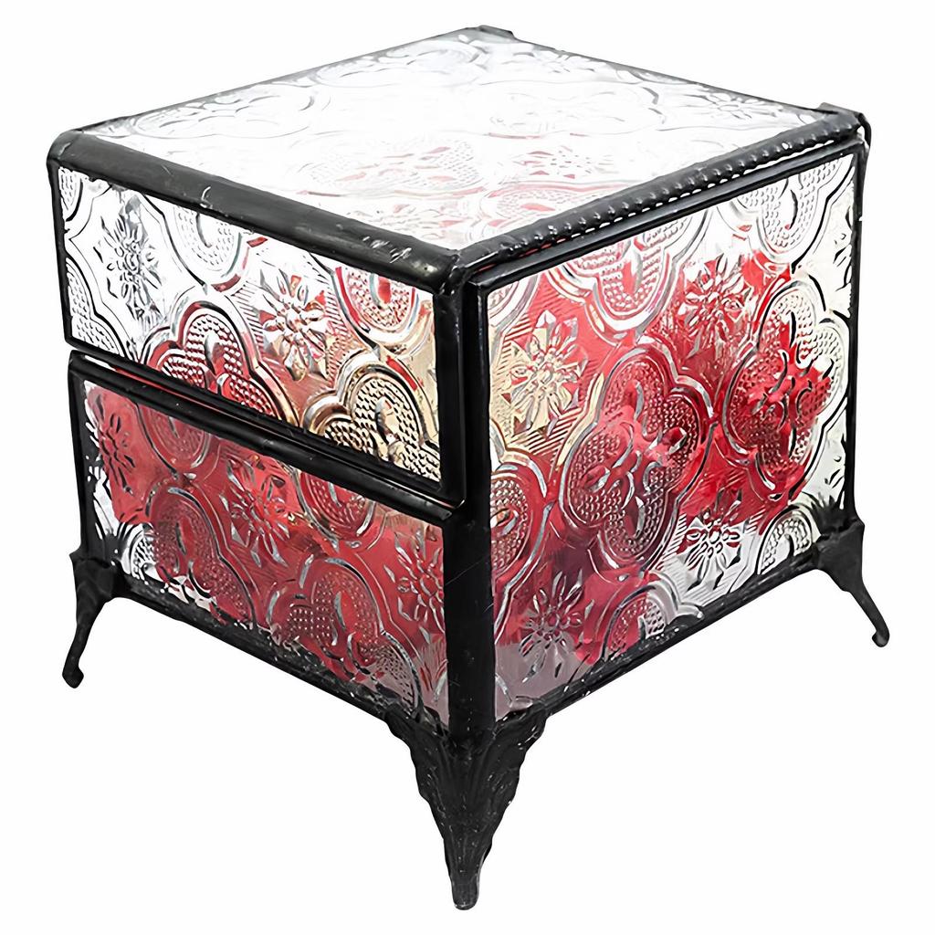 Retro Glass Jewelry Box for Rings, Earrings, and Wedding Decor