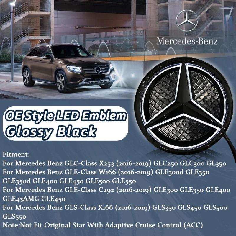 Glossy Black OE Style LED Front Grille Star Emblem Logo For Mercedes Benz GLC250 GLC300 GLC350 GLE400 GLE450 GLS350 GLS350 16-19
