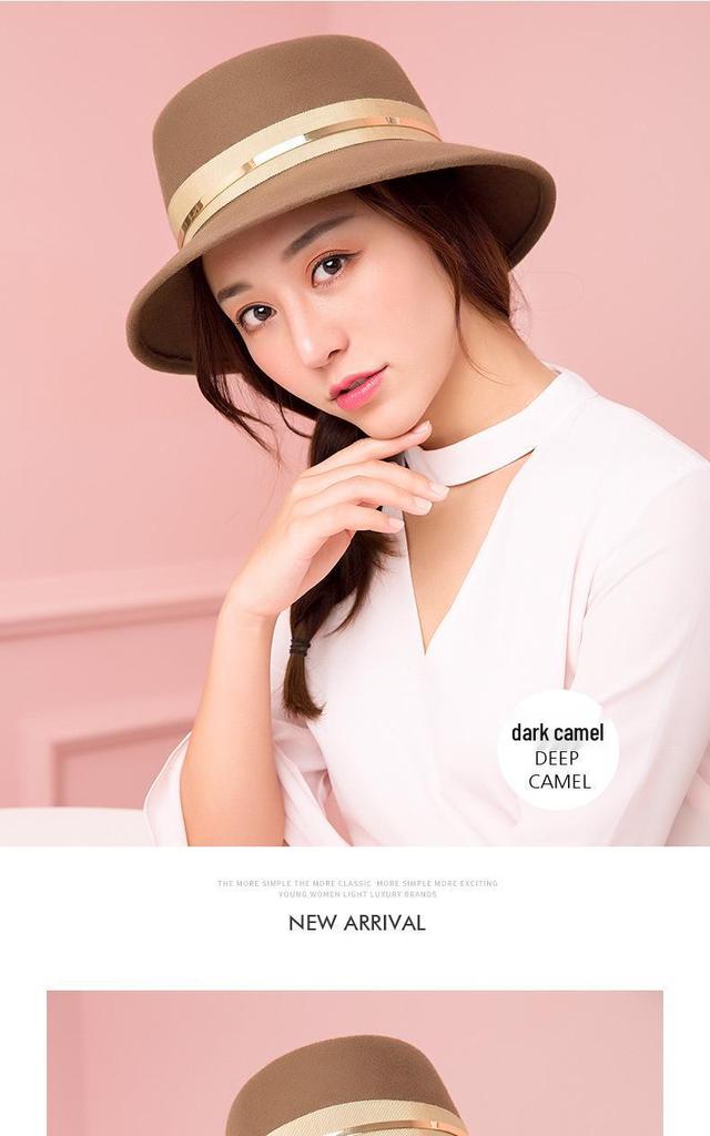 2025 Women's Elegant Autumn/Winter Wool Felt Top Hat - Stylish, Warm Travel & Shopping Bucket Hat