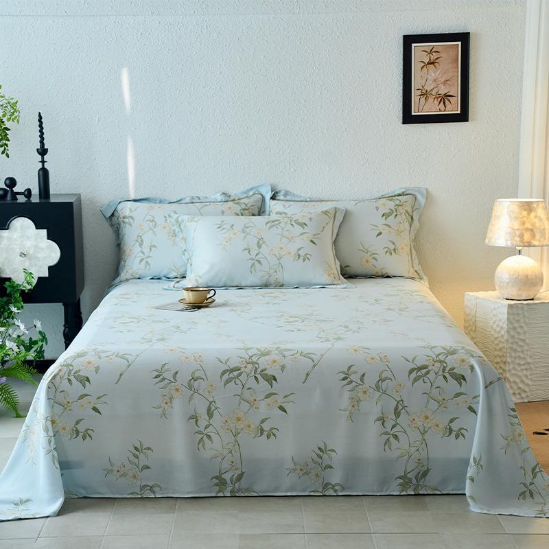 Lyocell Tencel Bed Sheet Flower Series Printed Double Top King Sheets for Girls Boys Kids Single Queen King Size Bed Linen