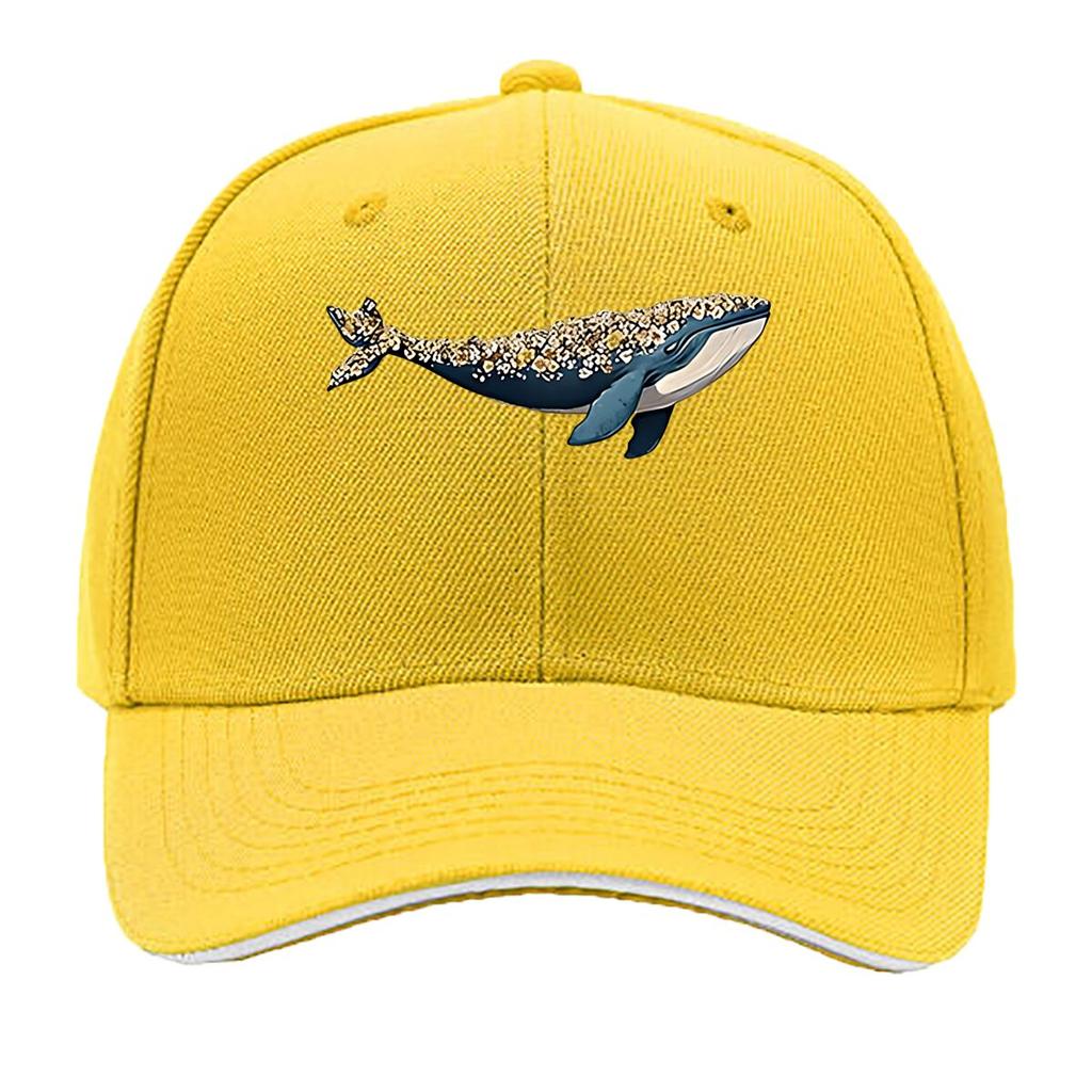 Casual Outdoor Baseball Cap for Unisex with a Fun Floral Whale Print Adjustable And Sporty Sandwich Baseball Cap