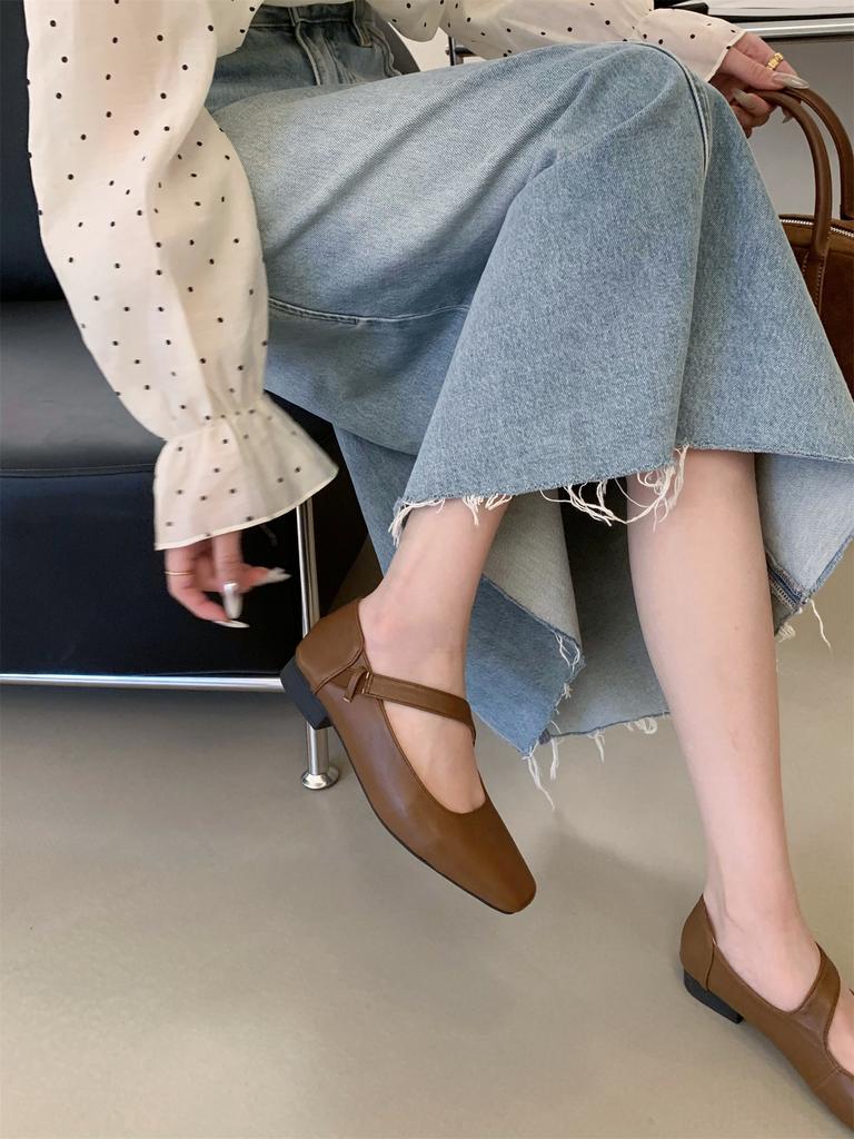 2025 New Slip-On Outdoor Casual Comfort Basic Shoes On Heel Retro Mary Jane Daily Loafers Mules Women Roman Low Heel Ballet Shoe