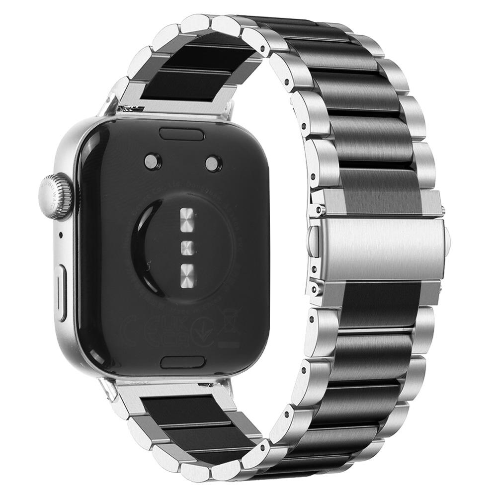 

Для Huawei Watch Fit 3 Ремешок для часов Трехрядный браслет из нержавеющей стали Silver+Black