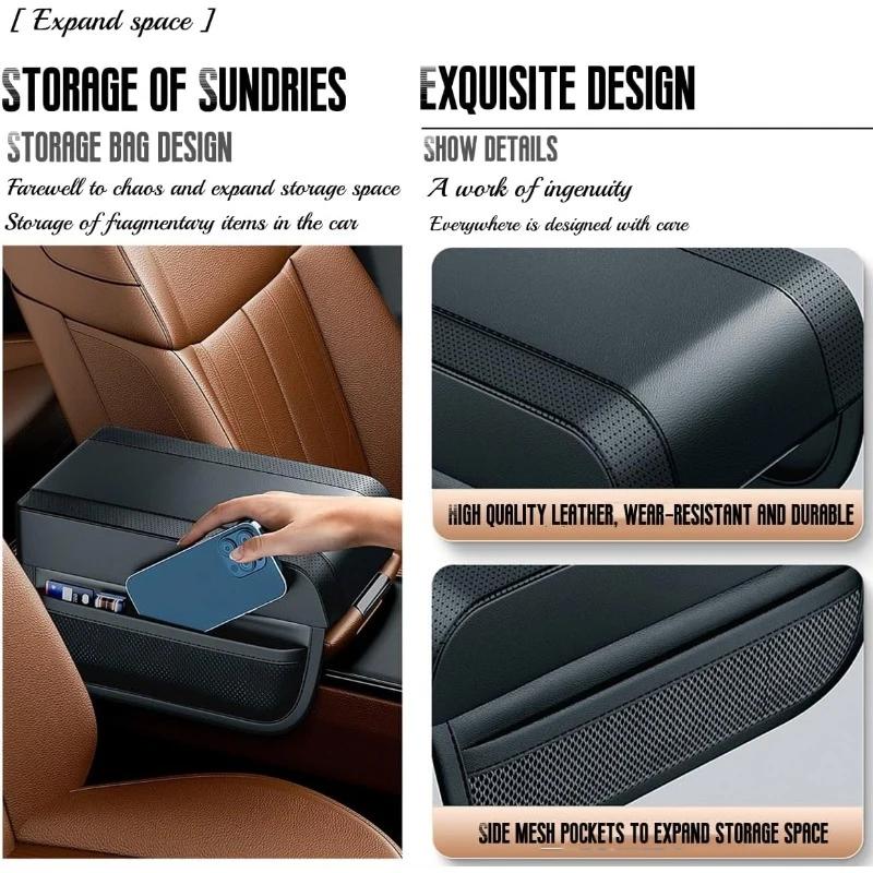Car Armrest Box Height Pad Universal Leather Armrest Cushion with Pocket Central Memory Cotton Elbow Support Armrest Storage