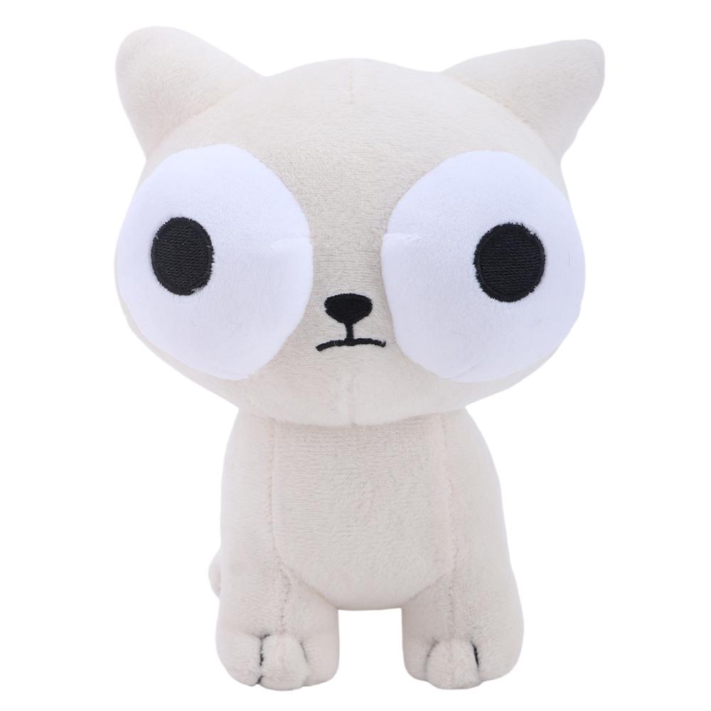 18cm Cute White Staring Cat Plush Toys Soft Fluffy Stuffed Anime Game Cat Plush Dolls Home Decor Fans Kids Birthday Xmas Gifts
