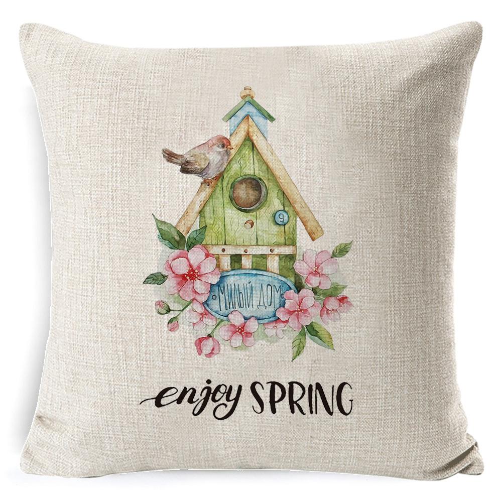 New Digital Printing Easter Theme Pillow Cover Cushion Cover Cute Bunny Truck Animal Pillow Cover