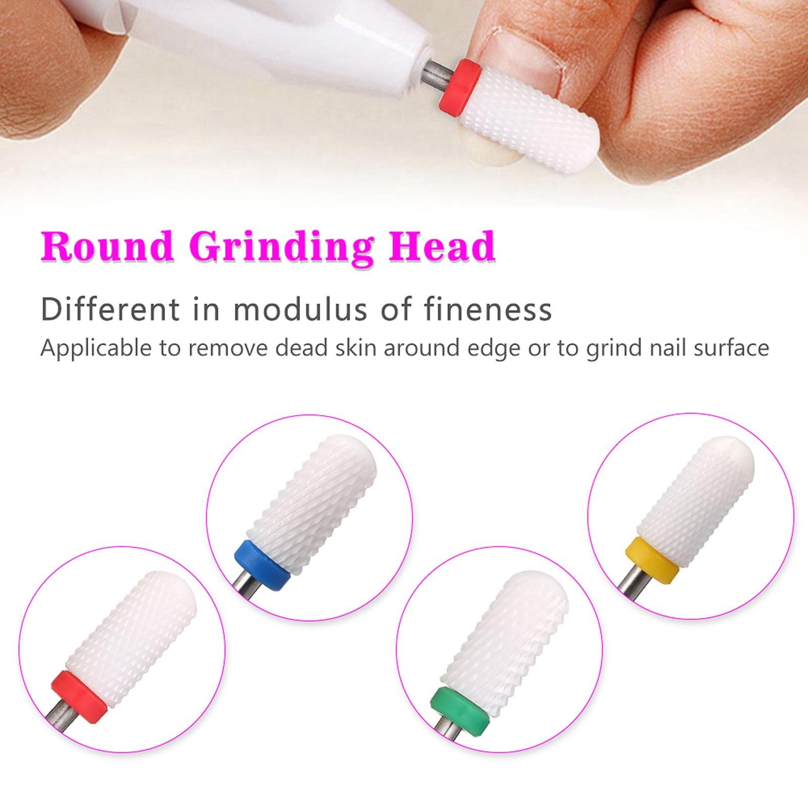 7pcs Ceramic Nail Drill Bits Set Pedicure & Manicure Drill Bits Kit Replacement Drill Bits for Electric Nail Drill Machine Acrylic Nail Tool