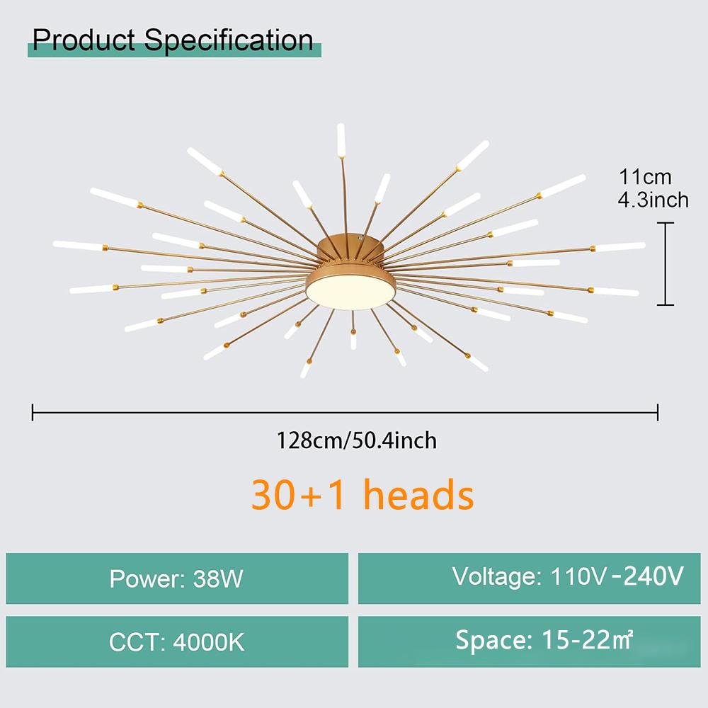 

Современный потолочный светильник, 30+1 светильник, металлический, дизайн «Фейерверк», стильный светодиодный светильник для кухни в стиле кантри, столовой, спальни, прихожей, гостиной 30+1 heads