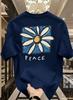 Minimalist Floral Pattern Printed Shirt for Unisex Breathable Summer Cotton Tshirt Casual Cotton Tshirt Graphic Tshirt Soft