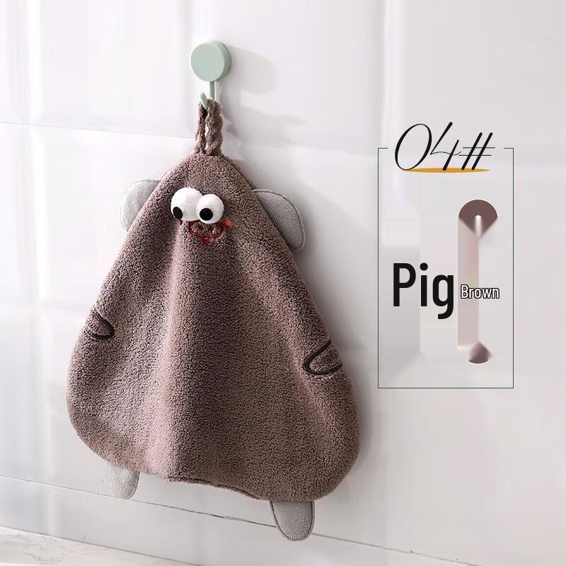 JINGRUIXIANG Cartoon Pig Coral Fleece Hand Towel (2-Pack)