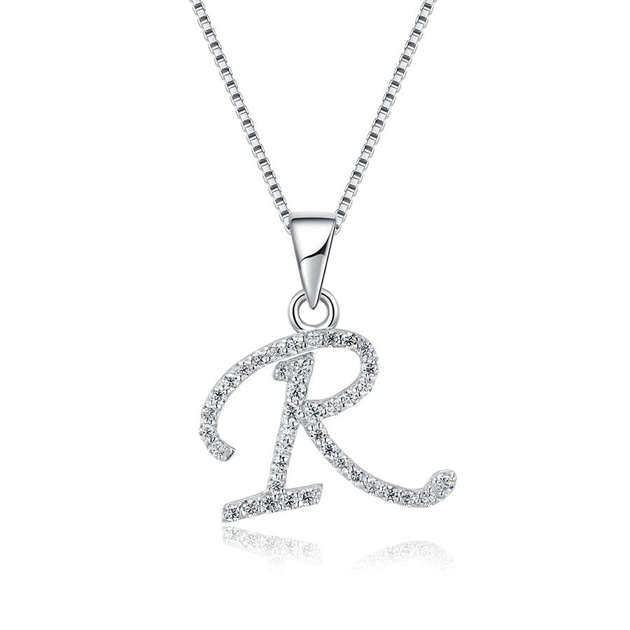 Charmantes Alphabet Elegantes Anhänger Initiale Buchstabe R Schlichte Exquisite Liebesherz Halskette Mode DIY