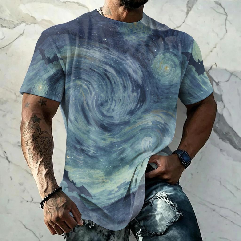 Men's Halloween Vintage Short Sleeve T Shirt Loose Breathable Summer Sports Streetwear Casual Everyday Top with Graphic Print