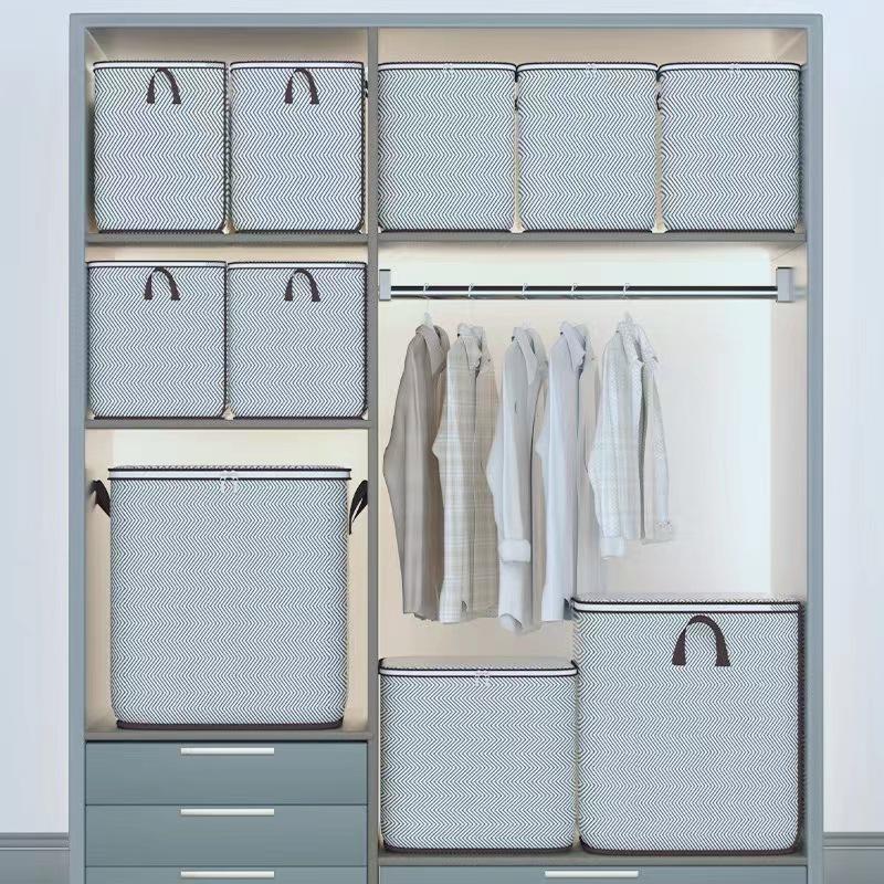 1PC Large Capacity Non-Woven Fabric Clothing Storage Bag Box Home Use Cotton Quilt Organizer Bag Bedroom Storage Modern Simple S