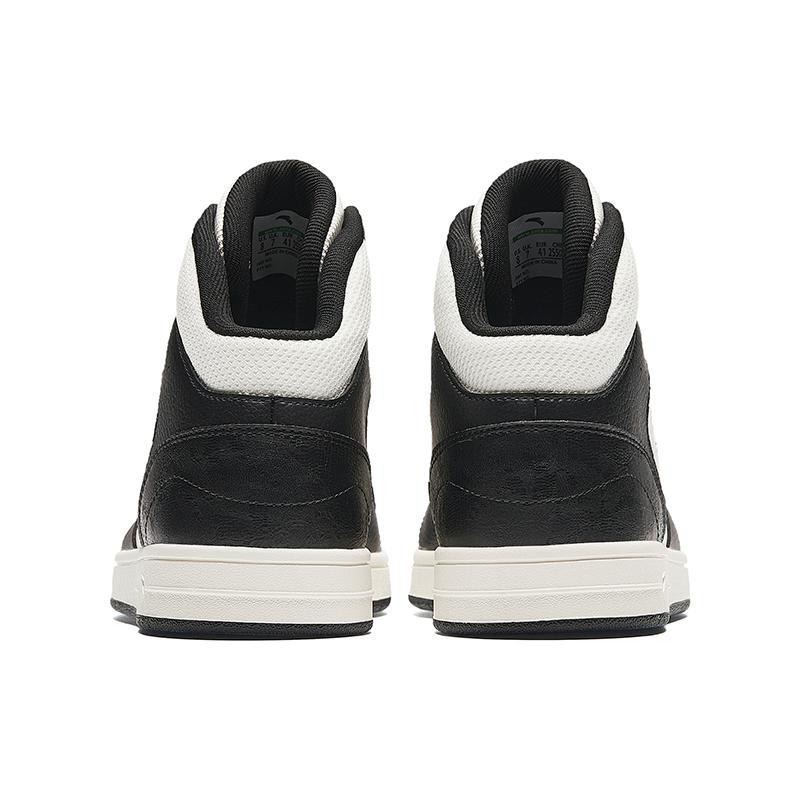 Anta Slip-Resistant Cushioning Wear-Resistant High-Top Skateboard Shoes Men's Ivory White Black Sneakers 912348087-4