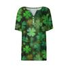 Women's T Shirt Tee Print Button Short Sleeve Daily Weekend Fashion Basic V- Neck Regular Top  St. Patrick's Day