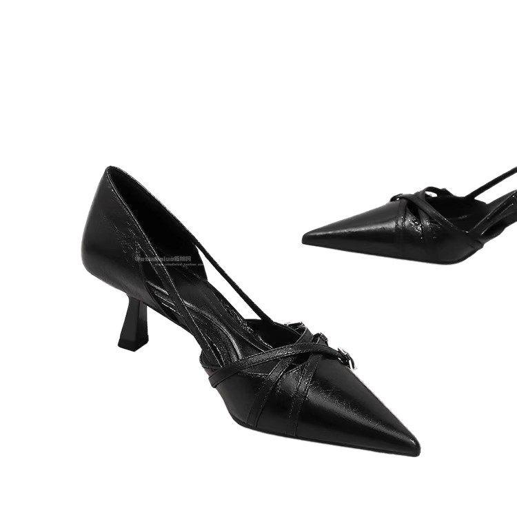Pointed High Heels Women's Outer Wear 2025 Spring and Summer New Fashion Multi-button Fashionable Temperament Single Shoes Thin Heel Hollow Sandals