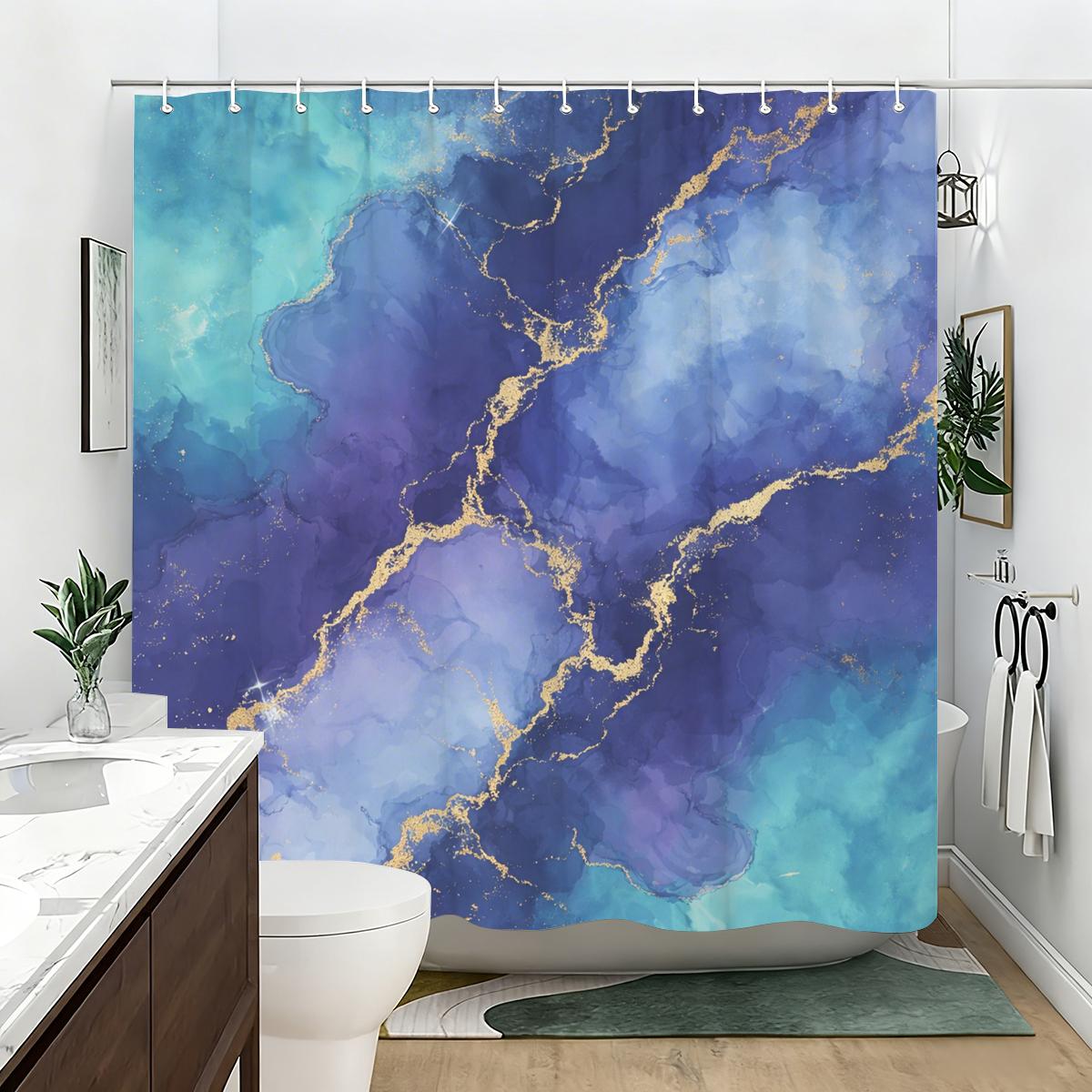 

Marbling Pattern Polyester Shower Curtain - Stylistic Bathroom Decor, Fashionable Bath Linen For Home Hotel W60H190(CM)-1 Pcs