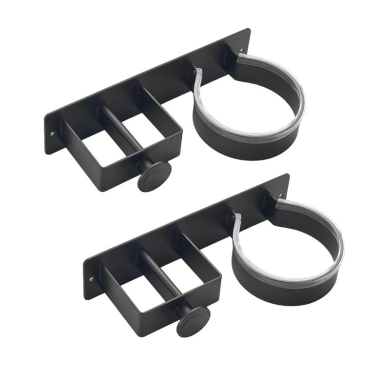 Aluminum No-Drill Wall Mount Hair Dryer Holder, For Bathroom 2Pc Storage Solution