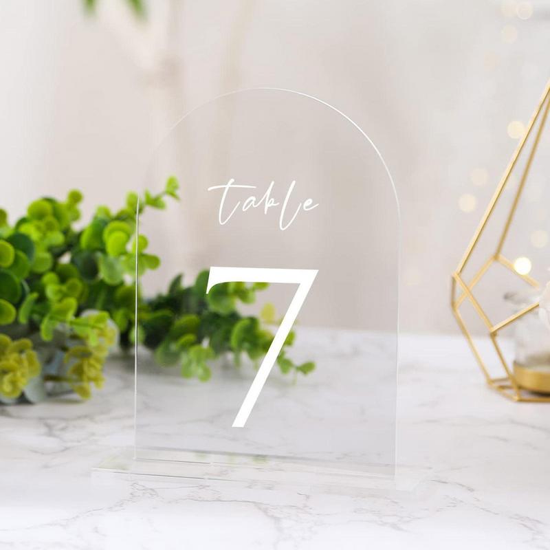 Wedding Table Numbers Set Of 5pcs Acrylic Table Sign Cards With Base Holder Wedding Centerpieces Reception Restaurant Banquet