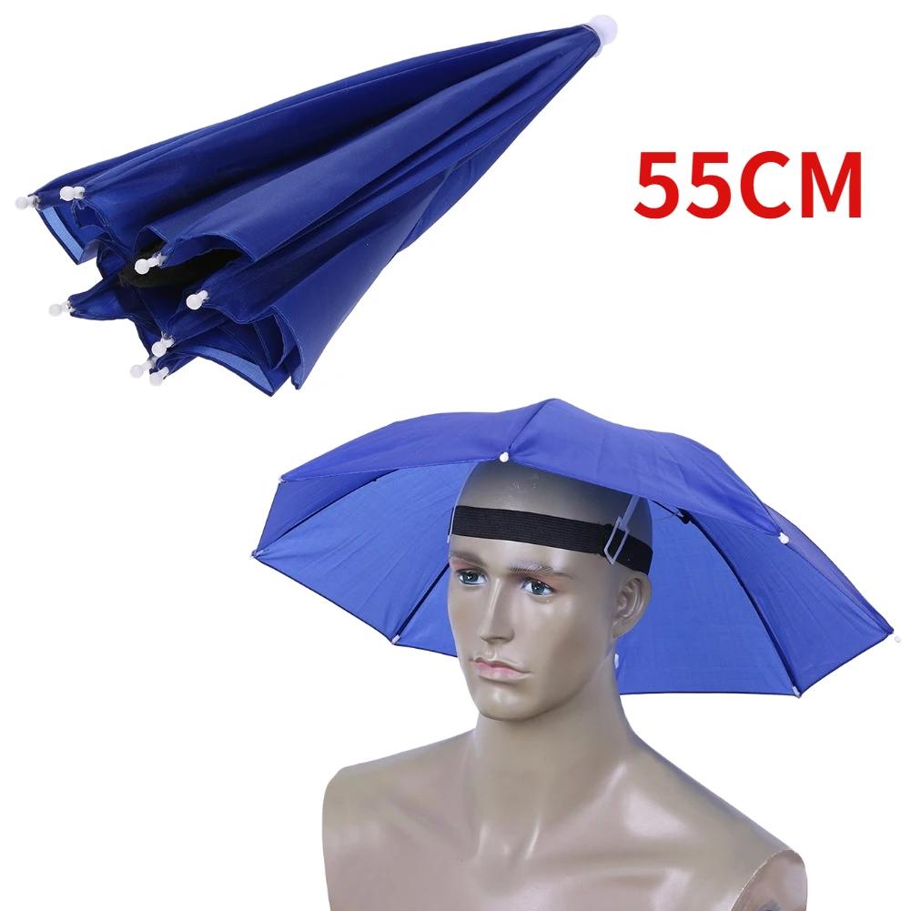 Outdoor Foldable Head Umbrella Hat Anti-Rain Anti-Sun Head-Mounted Headwear Sun Cap for Fishing Golf Cycling Hiking Camping
