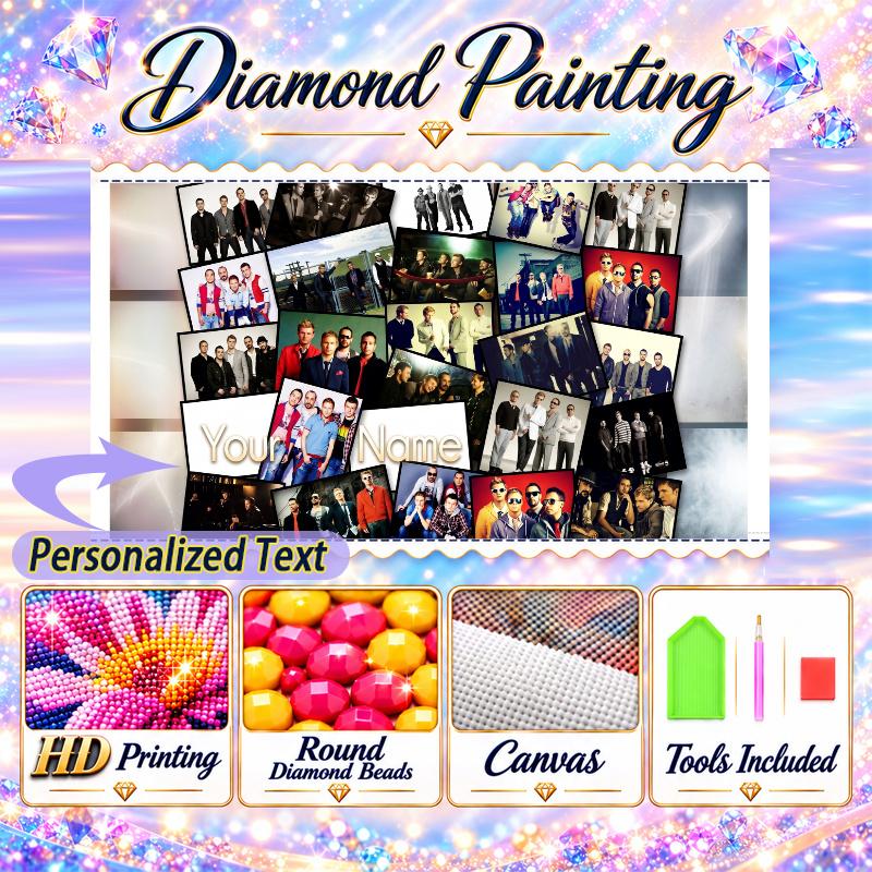 Backstreet Boys 5D DIY Diamond Painting Custom Name Text, Full Drill Rhinestone Mosaic Art Home Gift