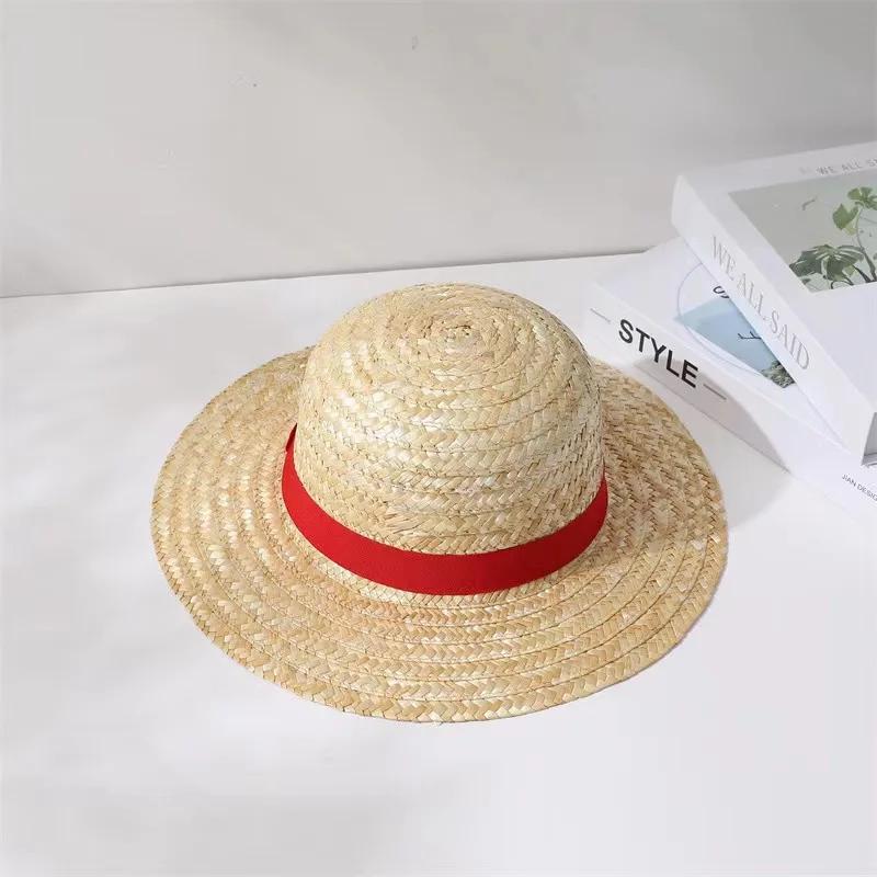 

Anime Straw Hat One Piece Cosplay Sun Protection Hat Parent-child Summer Sun Straw Beach Hat For Men Women бежевий