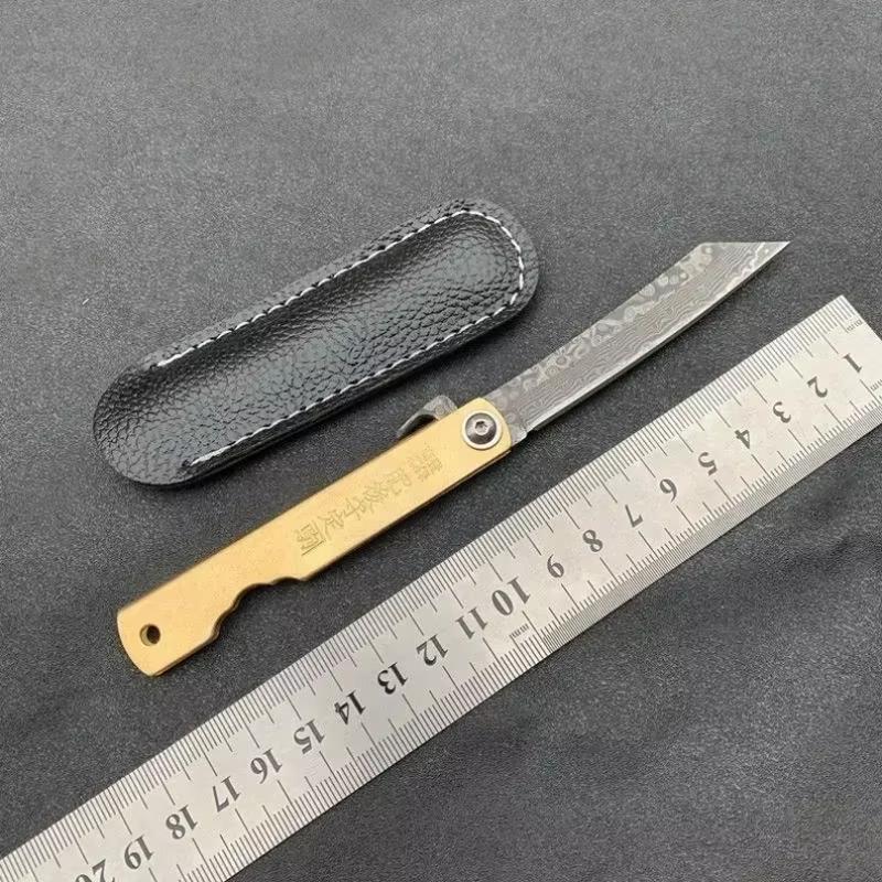 Higonokami Japanese Mini Pocket Folding Knife VG10 Damascus Steel Family Standing Durable Sashimi High Hardness Barbecue Tools