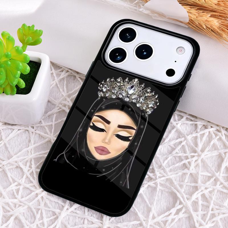 Muslim Islamic Arabic Hijab Face Gril Eyes Koran Shockproof Phone Case for iPhone 17 Air 16e 15 11 12 14 13 Pro Max Cover Coque