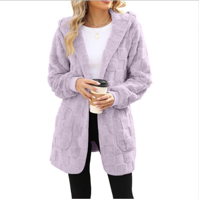 

BITCED Women s Vintage Casual Solid Color Print Autumn Winter Long Sleeve Jackets & Coats International design XXXXXL світло-фіолетового кольору