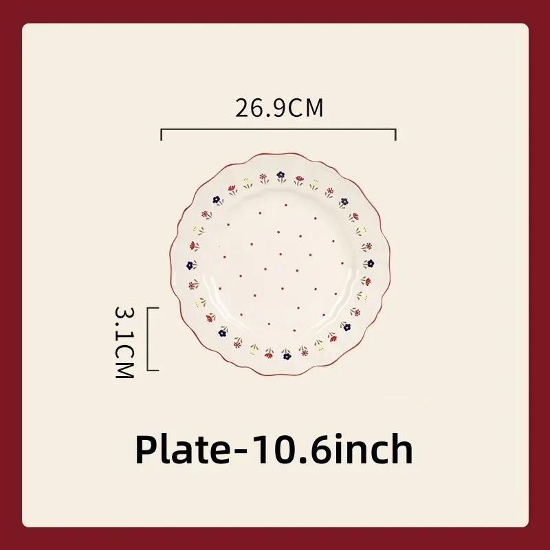SOLECASA Ceramic Tableware Pastoral Style Rice Soup Bowl Fruit Salad Bowl Dish Pasta Dessert Plate Dinnerware Table Decoration