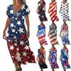 Sommerkleid Damen Lang Strandkleid Elegantes Kleid V-Ausschnitt Kurzarm Sommerkleid Leicht Luftig