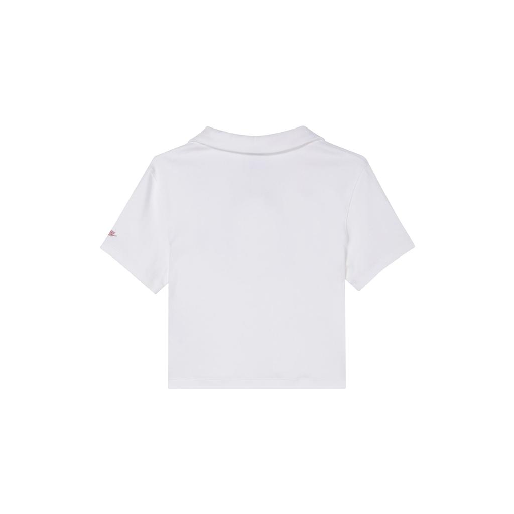 Nike Sportbekleidung Einfarbig Figurbetontes Polo Lässiges Sport Kurzarm T-Shirt Damen Oberteile Weiß HJ6852100