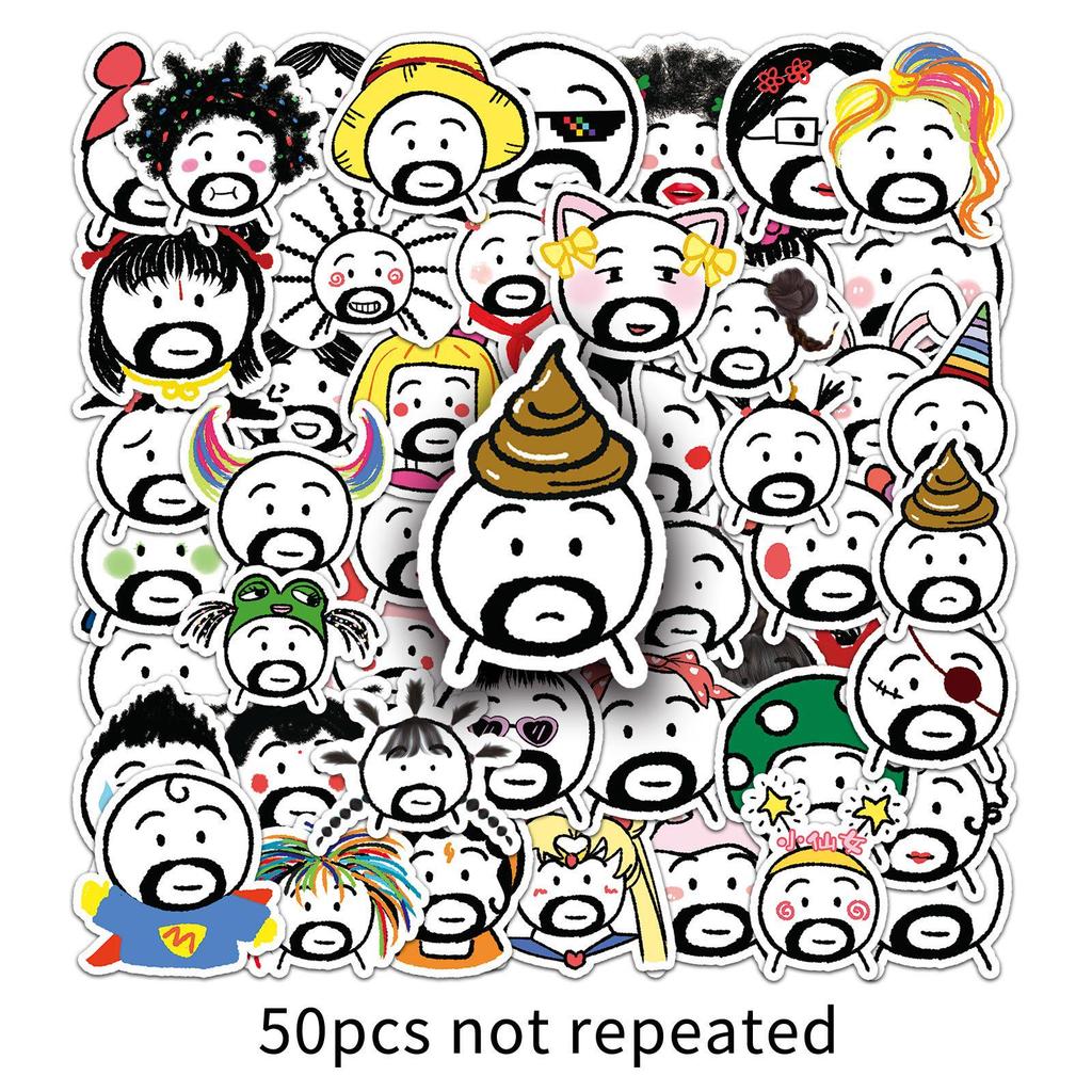 50pcs Waterproof Dumb Face Emoji Stickers for Creative Planning and Decoration