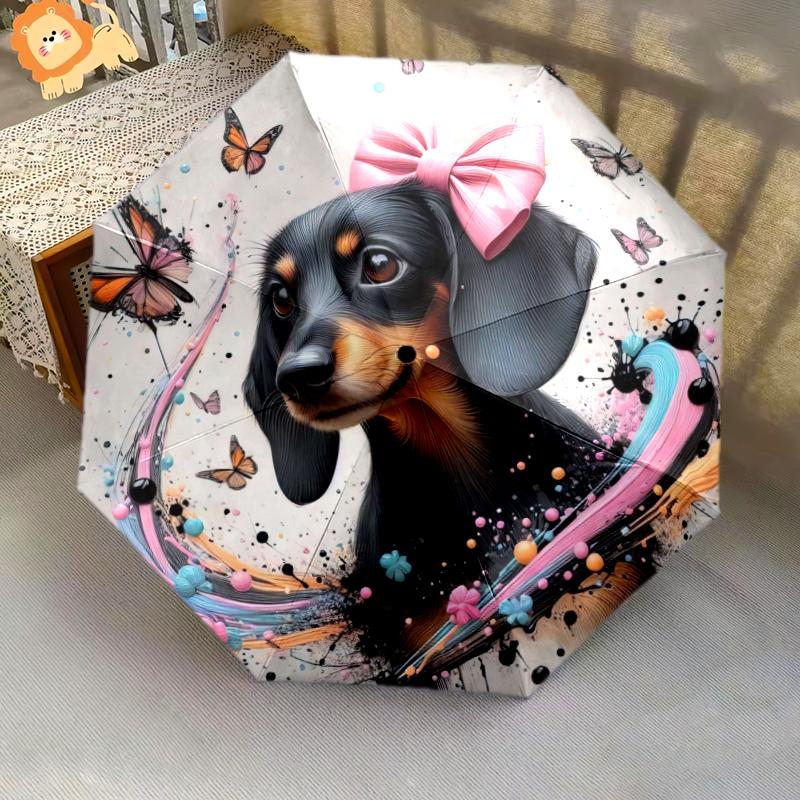 1PC cute dog pet puppy Umbrella Portable Folding Umbrella Iron Frame Hole Bone Structure Outdoor Home Umbrella A14