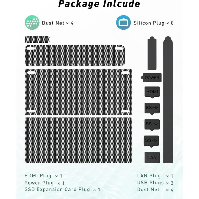 Dust Filter Set for Xbox Series S Console - Include 7 Silicone Dust Protector and 4 PVC Mesh Filter Covers