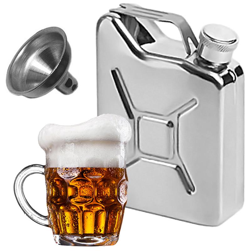 Set Di 2 Fiaschette In Acciaio Inox Con Imbuto - 227 Ml - Antiruggine