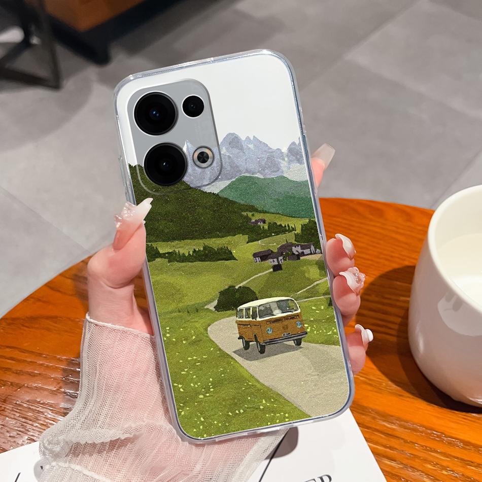 For Oppo Reno 13 Pro Phone Cases Leisure Flower Transparent Back Cover For Oppo Reno13 Pro 13Pro 5G Soft Slim Anti Drop Housing