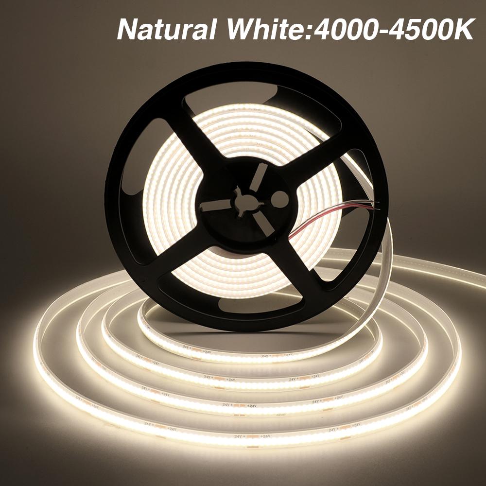 

IP68 Waterproof COB Strip 12V 24V 1M 10M 20M 320Leds/M RA90 3000K 4000K 6000K High Density Flexible Ribbon Rope LED Light DC 24V&0.5m