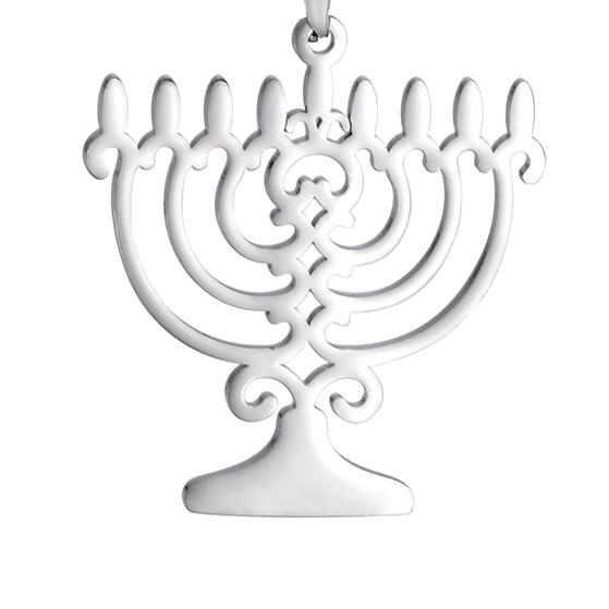 

LIKGREAT Hanukkah Menorah Candles Je Jewelery Religious Double Layer Necklace Israel Faith Lamp Pendant Hebrew Amulet Gift