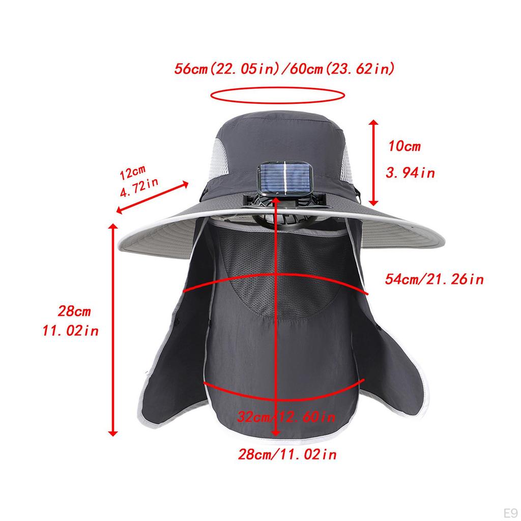 Outdoor Solar Fan Hat Fisherman Lightweight Adjustable Cooling Sun Protection Fishing