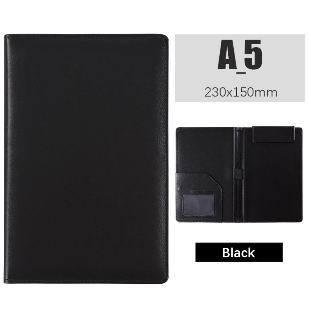 PU Leather A5 File Folder With Elastic Pen Insert Waterproof Business Meeting Contract Clamp Card Slot Writing Pad Restaurant