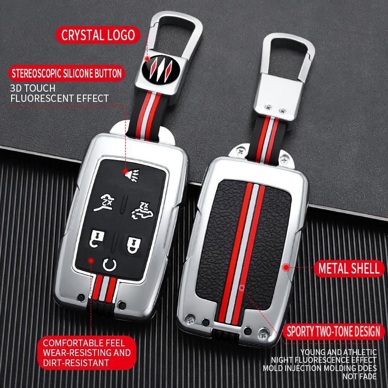 Car Key Case Cover Shell Fob For Chevrolet Colorado Silverado 1500 2500HD 3500HD GMC Yukon Sierra Canyon Keychain Accessories
