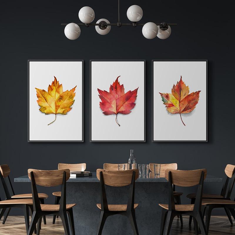 Fall Leaf Watercolor Posters and Prints Autumn Leaves Wall Art HD Pictures Canvas Painting Living Room Home Aesthetic Decoration